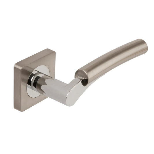 Dale Hardware 3650-SQ ULTIMO Lever On Square Rose Door Handle Pair Nickel/Chrome