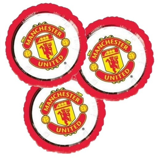 3x 9'' Manchester United Football Club Round Foil Balloon Licensed Party MUFC