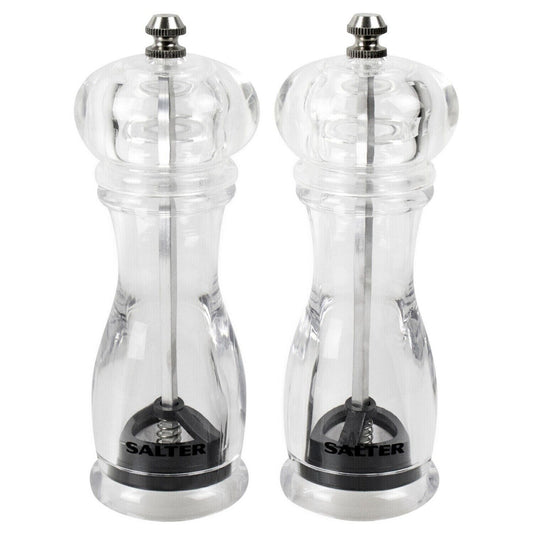 Salter Contemporary Salt and Pepper Mills (Set of 2) Clear Acrylic, 16cm