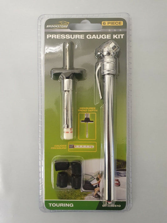 Brookstone Tyre Pressure Gauge & Tread Depth Care Kit & Valve Caps