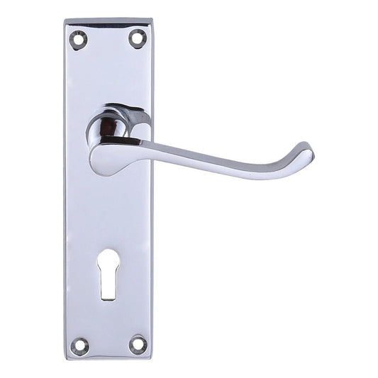 Victorian Scroll Lock Door Handle Chrome Plated (GBDF2141) George Boyd