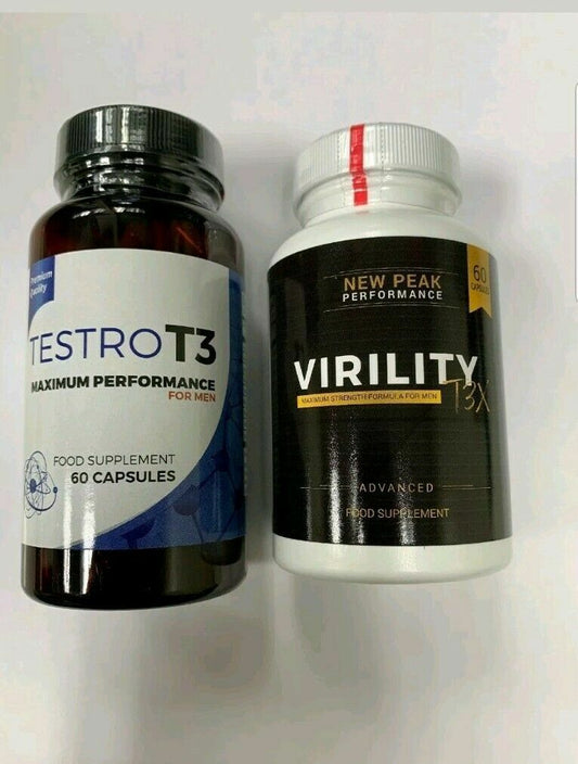 2x TESTRO T3 (2x60 Caps) & 2x VIRILITY T3X (2x60 Caps) MAXIMUM MALE PERFORMANCE