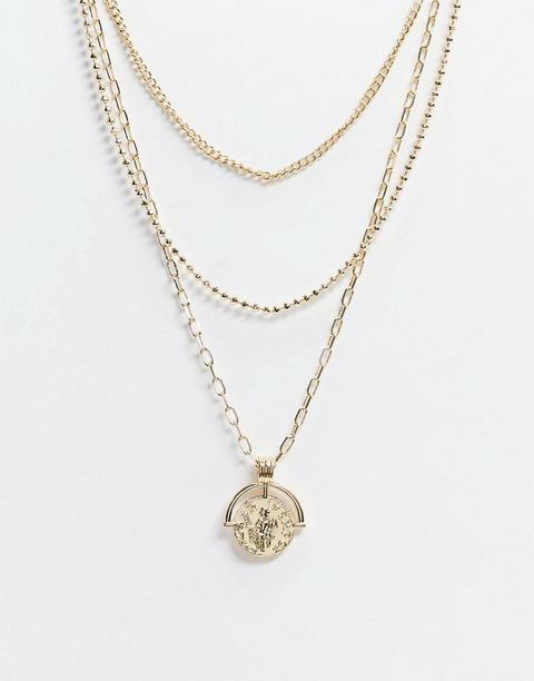 JOBLOT 25x Design Curve Multirow Necklace Vintage Style Coin Pendant Gold Tone