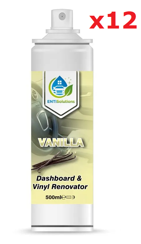 12x ENTi Solutions VANILLA Dashboard & Vinyl Renovator (12x 500 ml) Car Spray