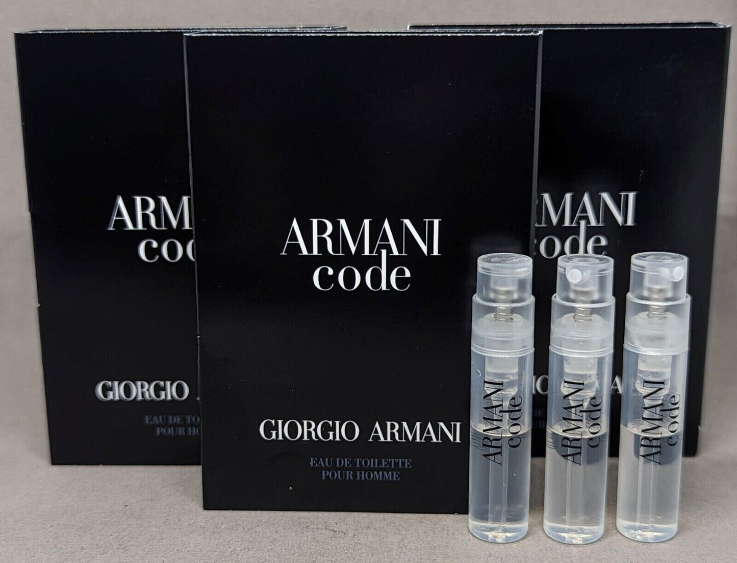 3x ARMANI CODE Eau de Toilette Mens EDT (3x 1.2ml Size) Sample Travel Giorgio